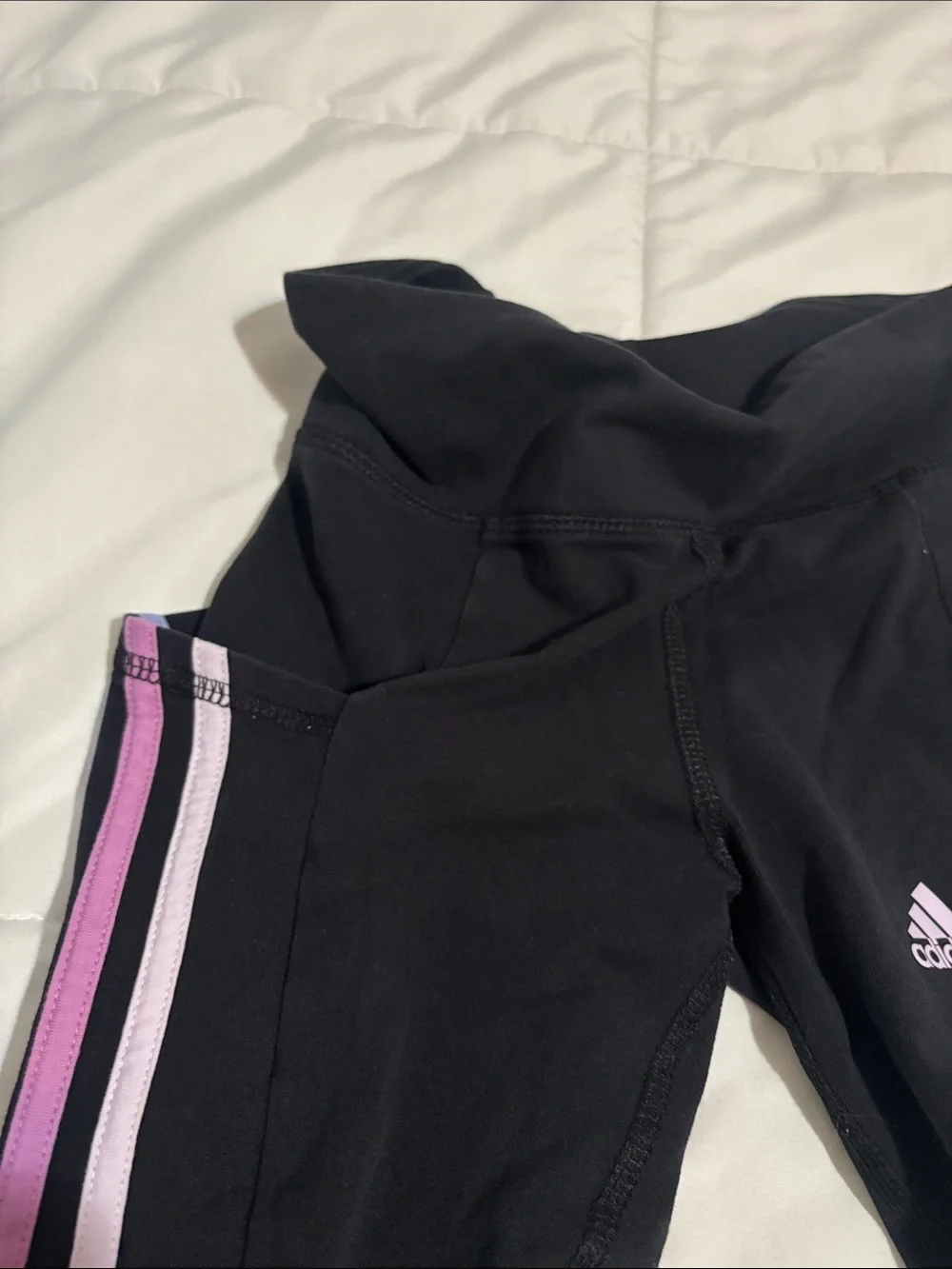 adidas Black Leggings with Pink Side Stripes